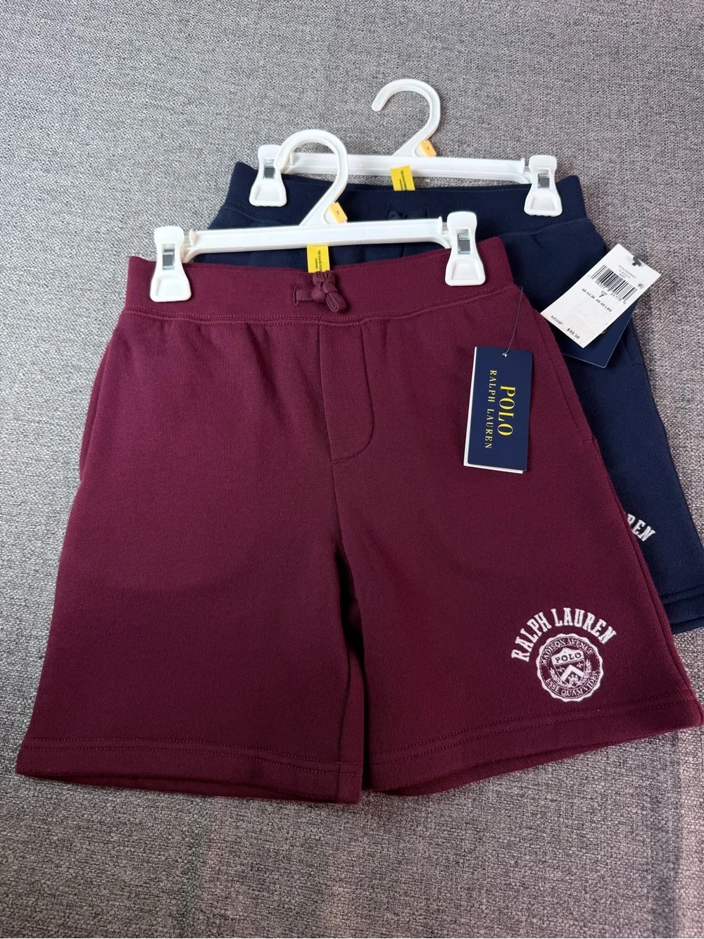 Bundle of 2 Ralph Lauren Kids Burgundy and Navy Logo Cotton-Blend Shorts sz 7